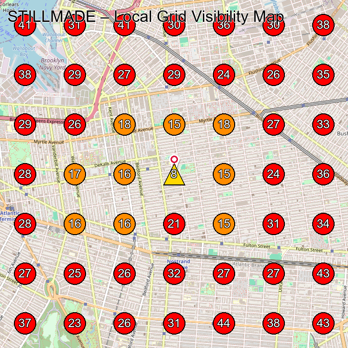 STILLMADE GeoGrid visibility map for Furniture Manufacturer in Brooklyn